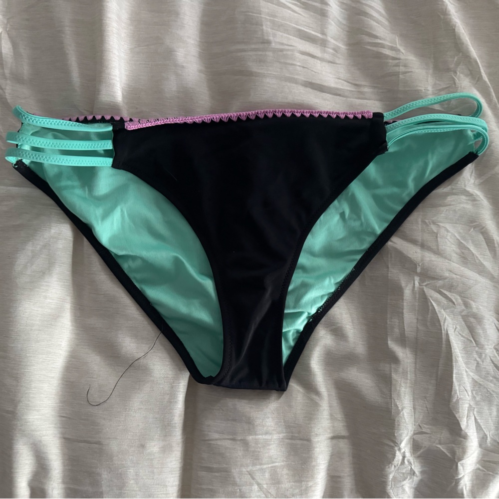 Black and Mint Women's Swim Bottom